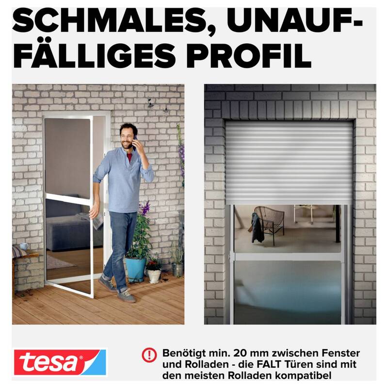 Tesa Tür-Fliegengitter Insektenschutz Falt Alu Rahmen weiß 1 Stück für Innen - 4063565022180