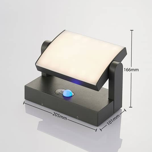 Lindby Außenlampe Außenwandleuchte LED Solarleuchte Sherin Sensor dunkelgrau - 4251096554519
