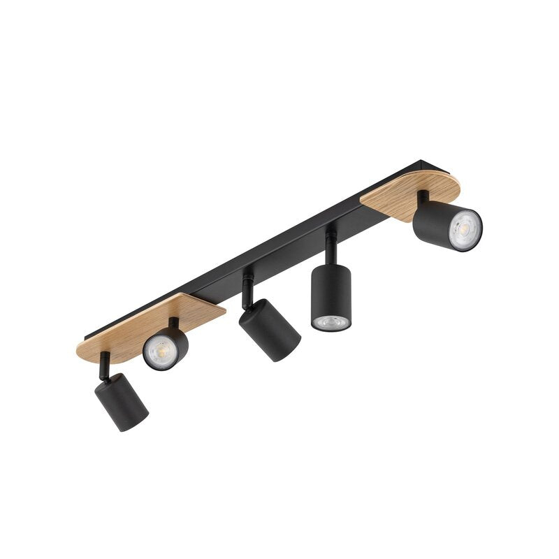 TK Lighting Deckenspot Lampe LED GU10 schwarz holz hell fünfflammig Holz Stahl - 5901780557775