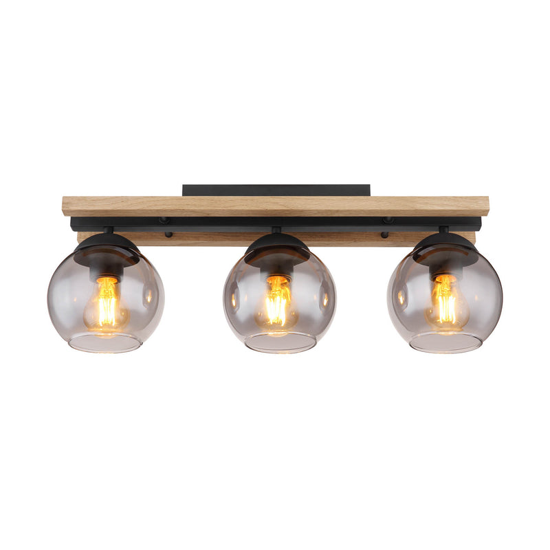 Globo Deckenlampe Conni LED Leuchte dimmbar 3-flg rauchgrau Holz 60cm - 9007371441235