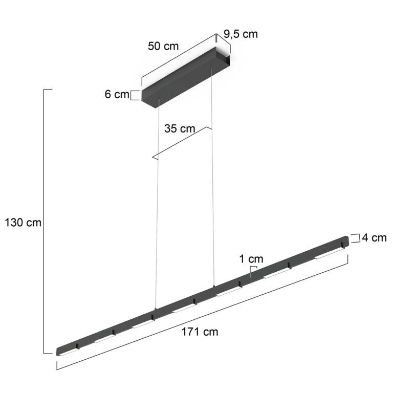 Steinhauer Hängelampe Bloc LED Pendelleuchte Lampe schwarz 171cm Kabelaufhängung - 8712746148275