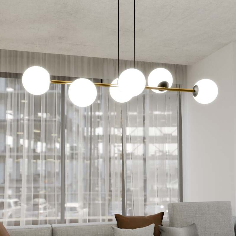 Hängeleuchte Gravity opalweiß gold schwarz Glas E14 Deckenlampe Lampe Leuchte - 5901738926042