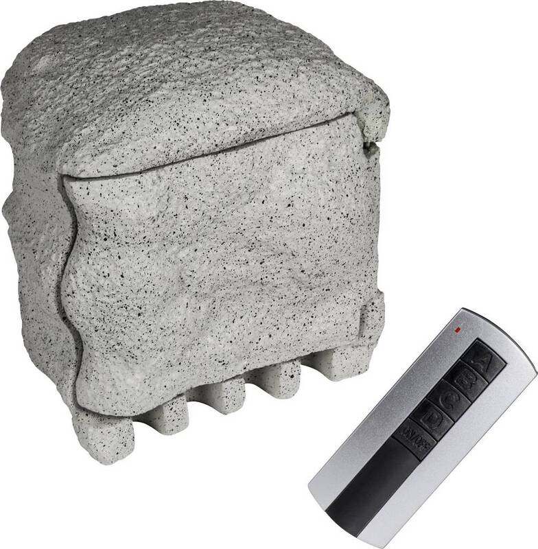 Heitronic 37504 Gartensteckdose 4fach Grau mit Fernbedienung Steinoptik - 4002940375046