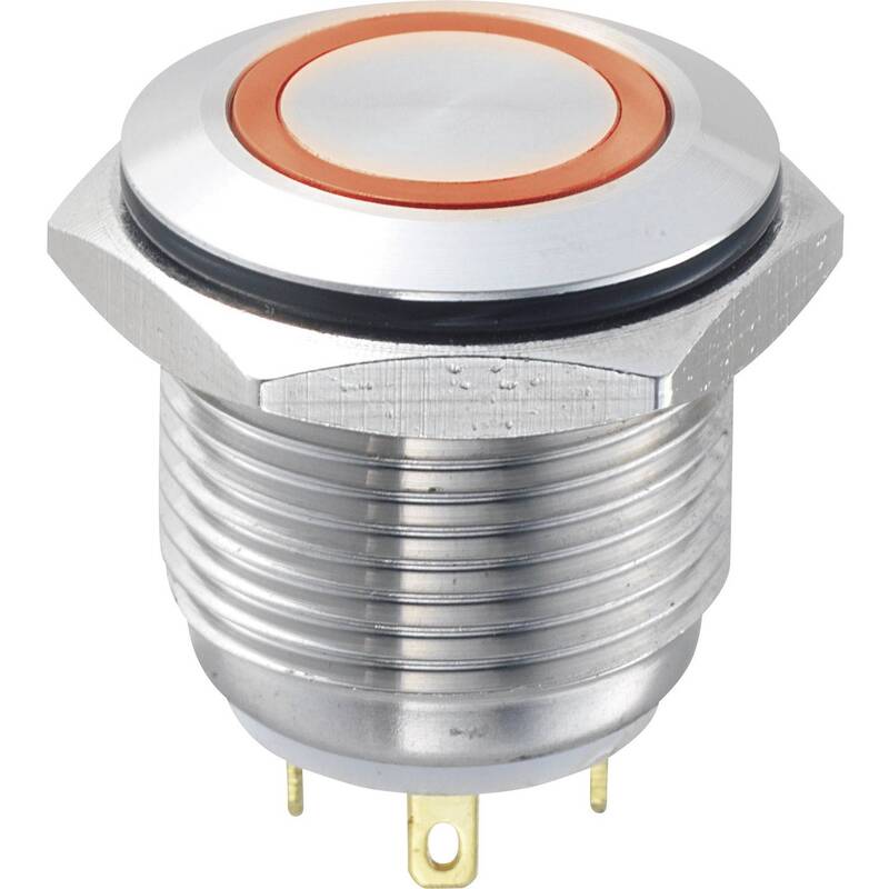 Vandalismusgeschützter Drucktaster Edelstahl GQ16F-10E/J/R/12V IP65 Rot 48V/DC - 4064161296098