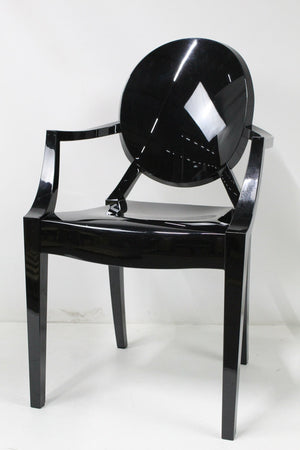 B-Ware Kartell Louis Ghost Stuhl schwarz stapelbar für Innen- und Außenbereich
