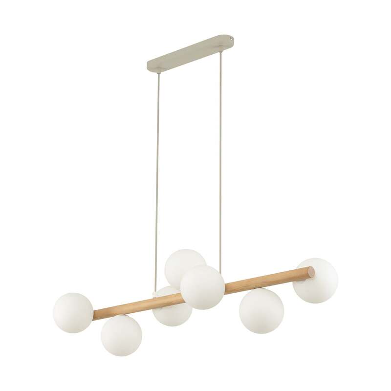 TK Lighting Hängeleuchte Estera Opalglas Holz siebenflammig Deckenlampe Leuchte - 5901780559052