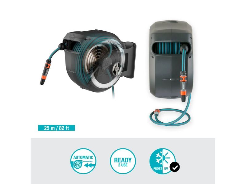 Gardena Wand-Schlauchbox RollUp M/L 25m Gartenschlauch mit Reinigungsspritze 79 - 4066407032460
