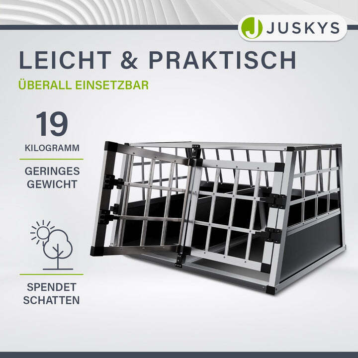 Hundebox Auto Hundetransportbox Alu für mittelgroße Hunde Kofferraum 89x70x51 cm - 4260304769447