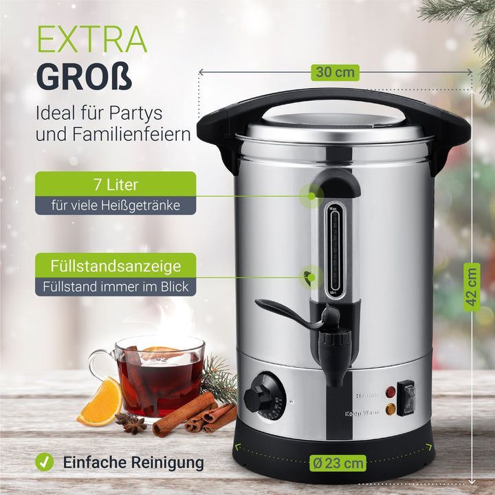 Glühweinkocher Teramo 7l 10l Glühweinautomat für Glühwein Tee Punsch silber - 4260565522140