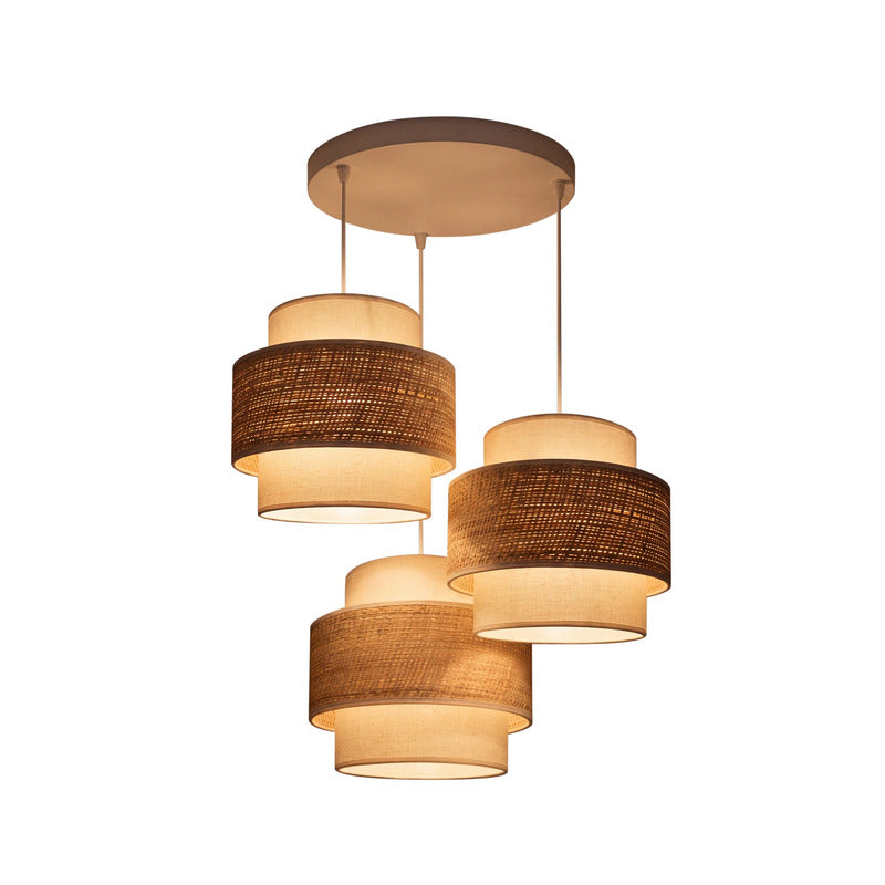 DUOLLA Hängelampe Hängeleuchte Space 3-flg LED Pendellampe Textil ecru/beige - 5905399752248