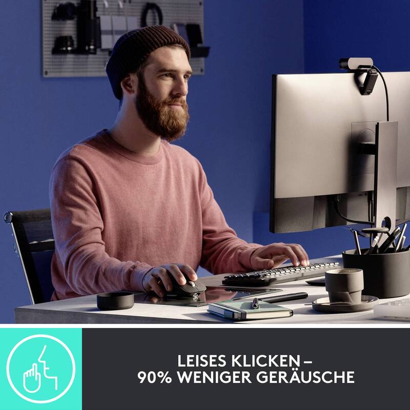 Logitech MX Master 3S Ergonomische Maus Bluetooth 8000 dpi Hellgrau 7 Tasten - 5099206103733