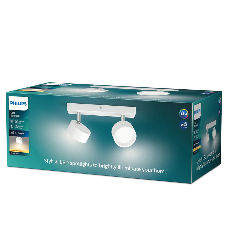Philips Deckenstrahler Bracia LED Strahler 2-flammig warmweiß Aluminium weiß - 8720169174764