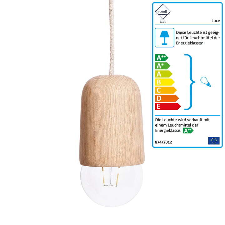 Hartô Luce Pendelleuchte Hängelampe Lampe Deckenlampe medium Eiche natur - 3700890906976
