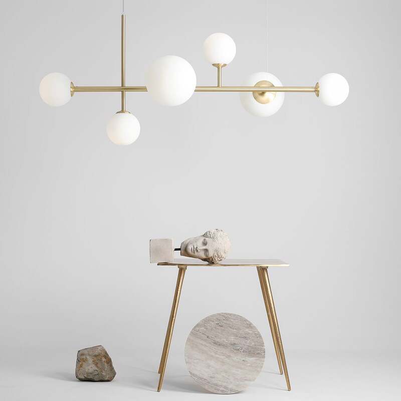 Hängeleuchte Joel Hängelampe Deckenlampe Deckenlicht LED messing/weiß 6-flammig - 5904798654450