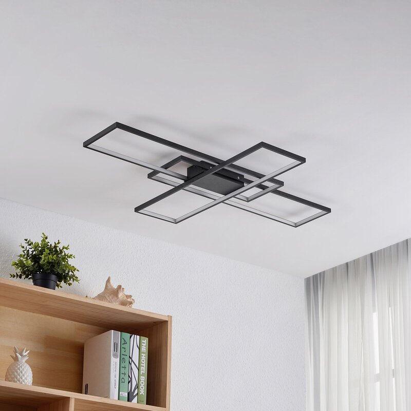 Lindby Deckenleuchte Lampe LED schwarz Metall dimmbar Tetson - 8502193175568