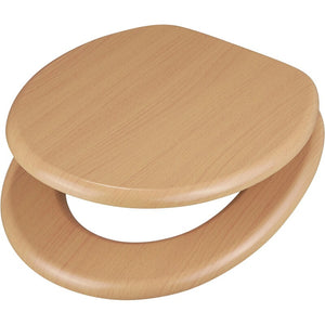 B-Ware baliv WC-Sitz Moros MDF Holzkern Buche Hell bis 200kg stabiler Toilettensitz