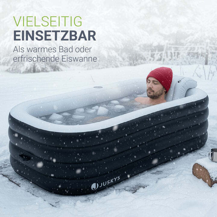 Aufblasbare mobile Badewanne mit Luftpumpe Abdeckung Rückenlehne 170x87x50 cm - 4262437183336