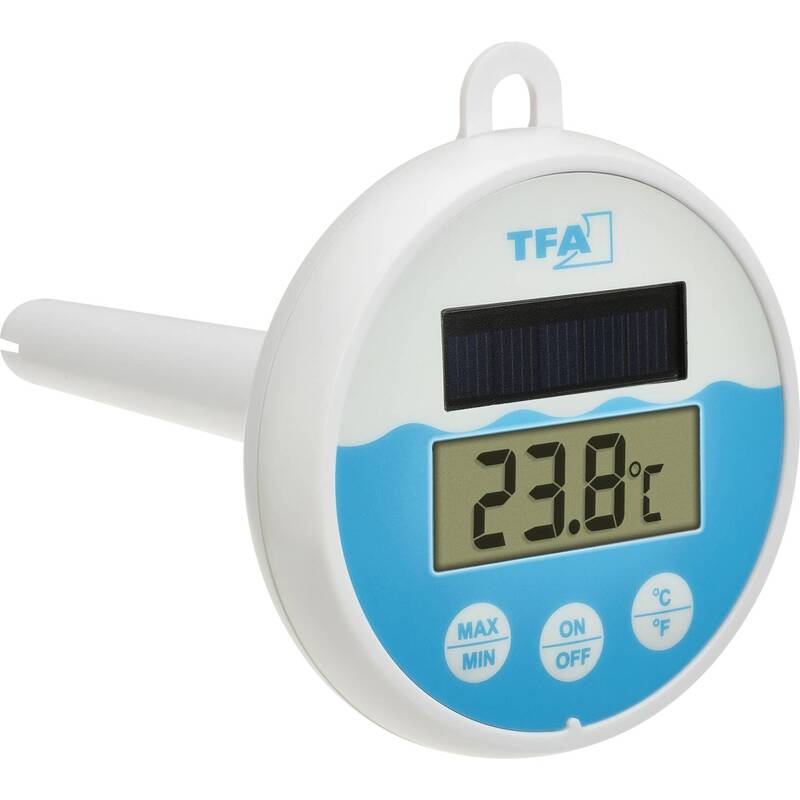 TFA Poolthermometer Schwimmthermometer Solar Digital Weiß Akku Befestigungsleine - 4009816041005