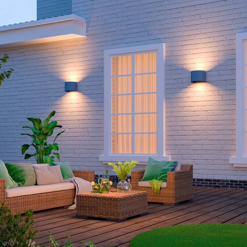 Calex Außenwandleuchte Gartenlampe Oval LED Wandleuchte anthrazit 10x11,5cm - 8712879161752