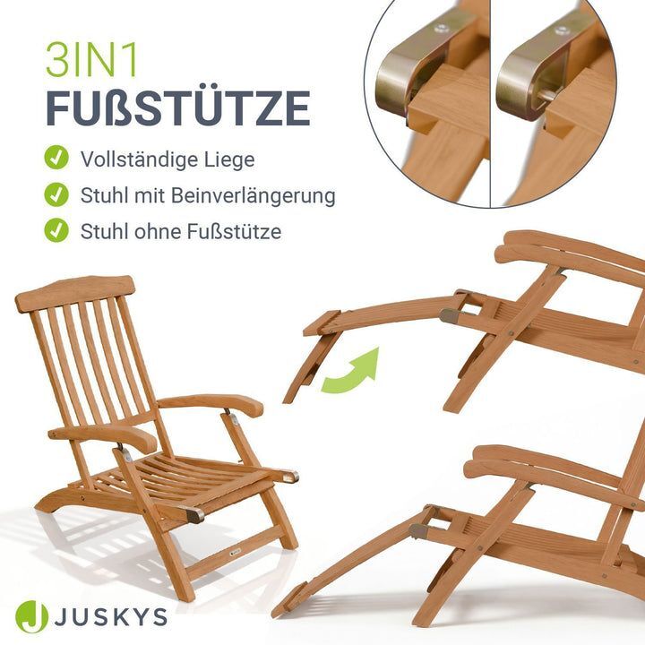 Gartenliege klappbar Evia Sonnenliege wetterfest Holz ergonomisch verstellbar - 4262437187464
