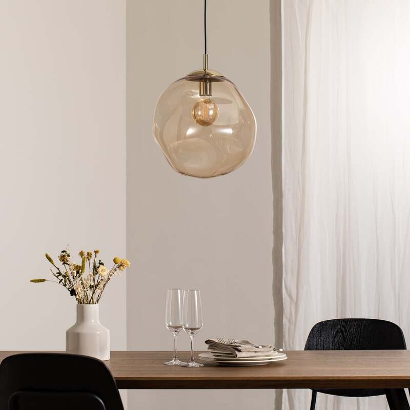 Glas Hängeleuchte Sol LED Pendelleuchte dimmbar schwarz bernstein Ø35cm 185cm - 5901780542610