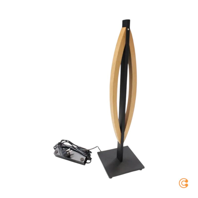 Quitani Tischleuchte Tischlampe LED Kiera Eiche Schwarz Aluminium Wohnzimmer595 - 4251911769159