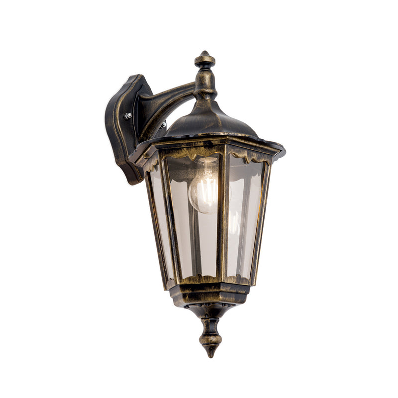 Orion Außenwandleuchte Puchberg hängend schwarz-gold dimmbar IP43 Aluminium 45cm - 9003090174232