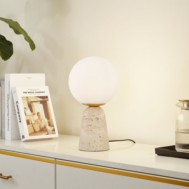 Lindby Tischleuchte Kirstan LED Lampe Tischlampe Leuchte Licht beige weiß 33cm - 4251911793741
