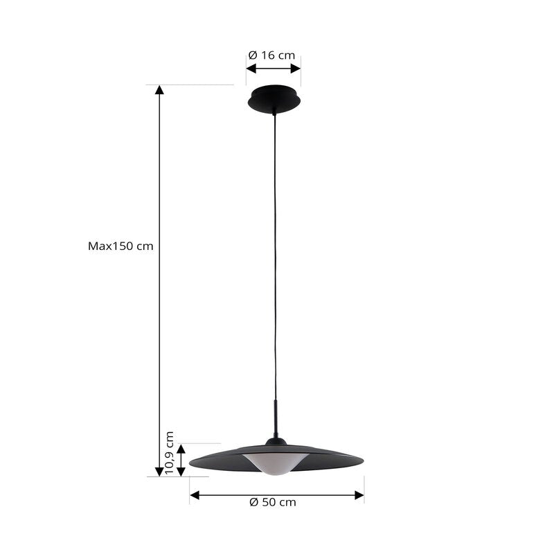 Lucande Pendelleuchte Hängeleuchte LED Metall schwarz Foco runde Leuchte 50 cm - 4251911778700