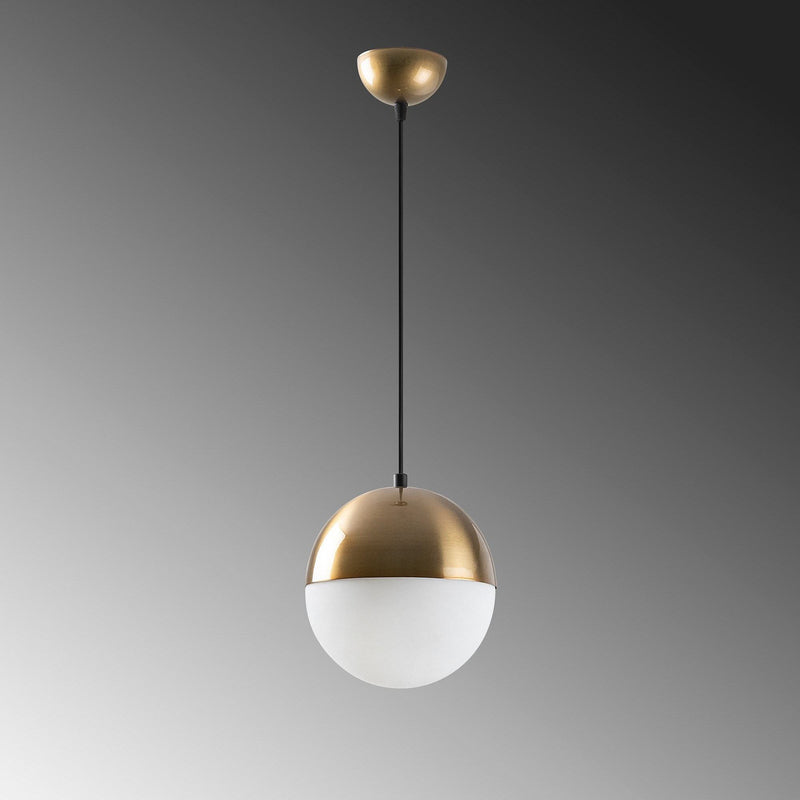 Hängeleuchte Bastos 2101 Pendelleuchte Opalglas Gold Antik Ø 20 cm E27 LED Lampe - 8681875883985