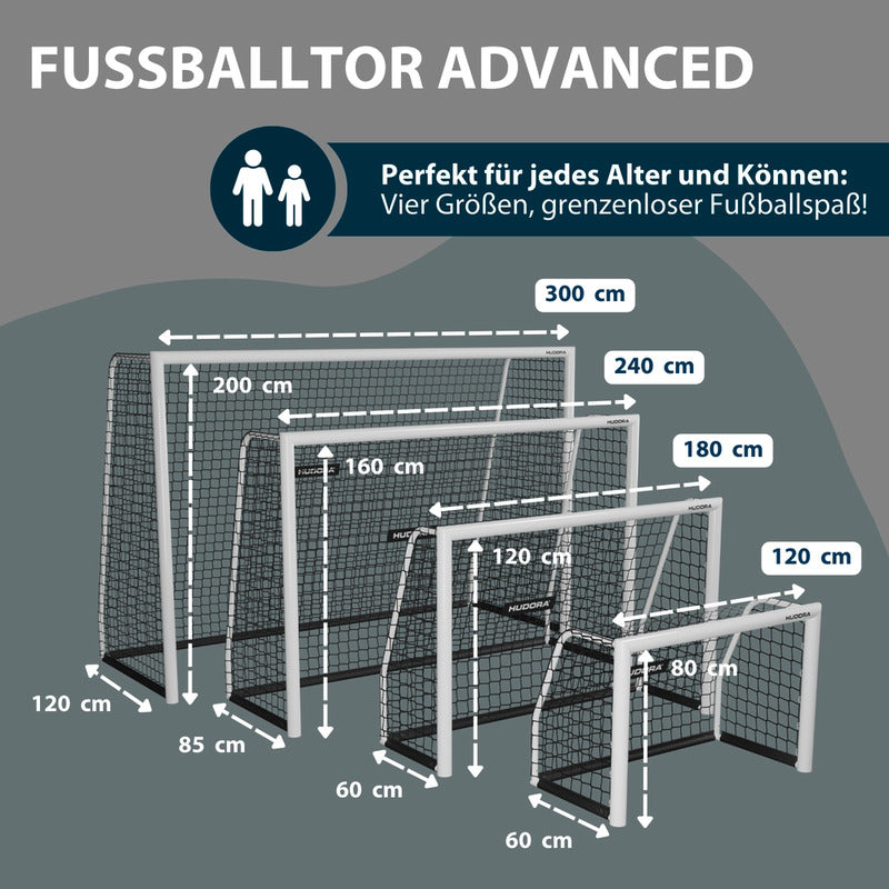 HUDORA Fußballtor Torwand Fußballtür Advanced 300 Weiß Garten Training Netz - 4005998769591