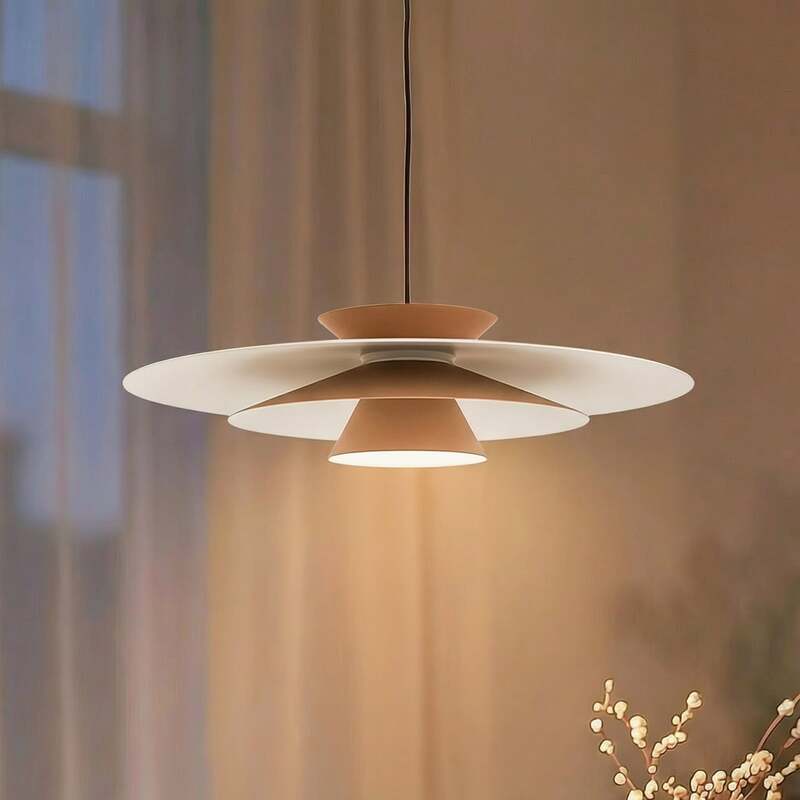 Lucande Pendelleuchte Hängeleuchte LED Livie Aluminium beige weiß matt 50 cm - 4251911794786