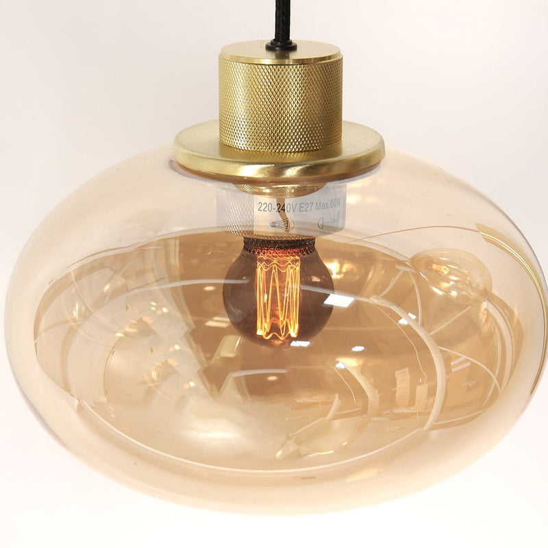 Hängeleuchte Reflexion 9-flammig Metall Glas messing amber dimmbar 140 cm - 8712746172966