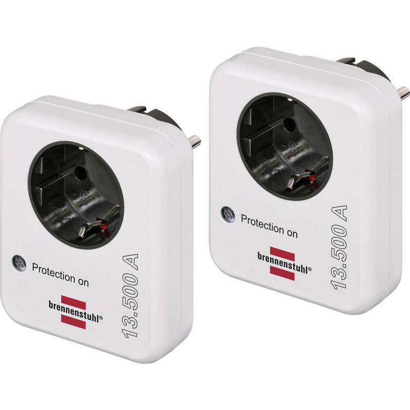 Brennenstuhl Überspannungsschutz Adapter 2er Set Schutz Steckdosen weiß 230V - 4007123641673