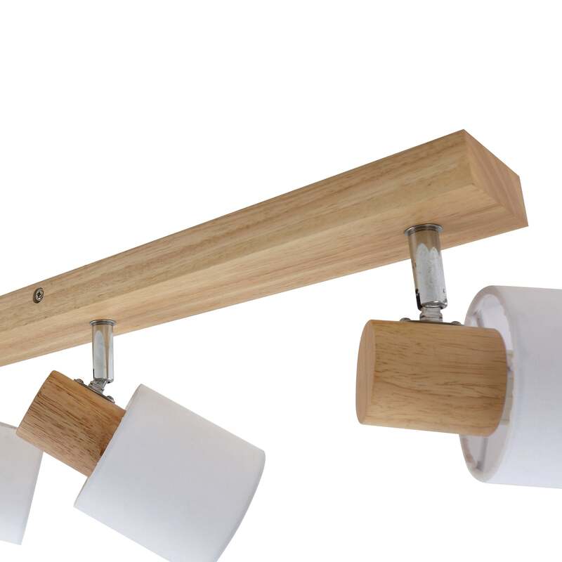 Lindby Deckenleuchte Wanessa LED Deckenlampe Strahler dimmbar Holz weiß 67cm - 4251096566772
