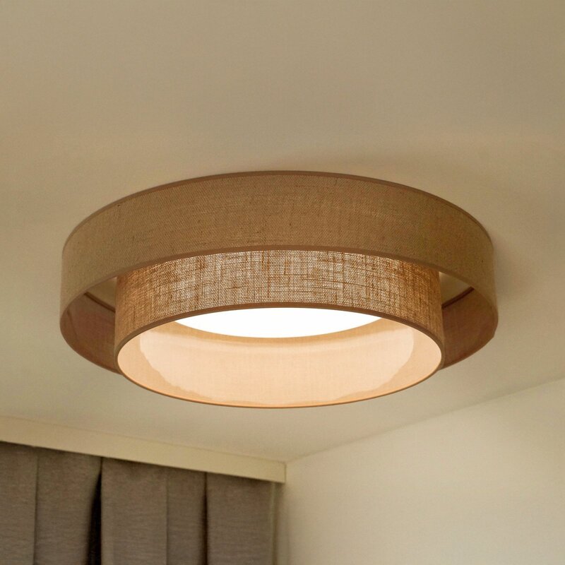 LED Deckenleuchte Lampe Luneta Textil braun Jute Fernbedienung dimmbar 60 cm - 5905317606400