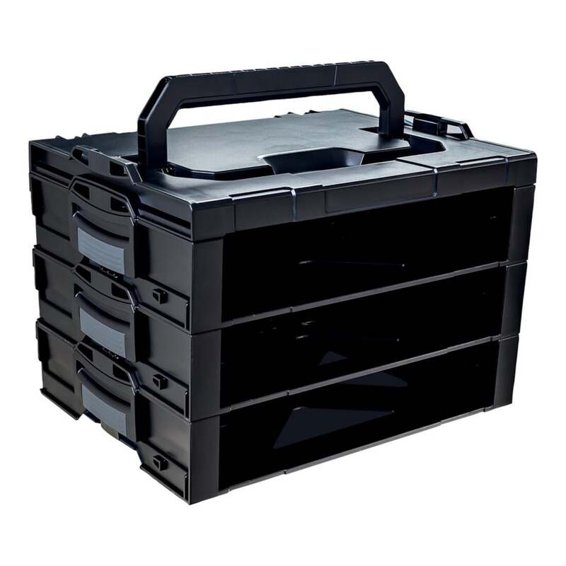 BS SYSTEMS Sortimentskastentresor i-BOXX Rack 3er Block ABS schwarz Koffer Kiste - 4045294846206