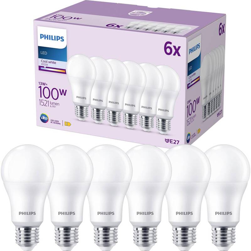 Philips LED-Lampe E27 13W 1521lm 4000K matt 6er Pack energieeffizient - 8719514451353