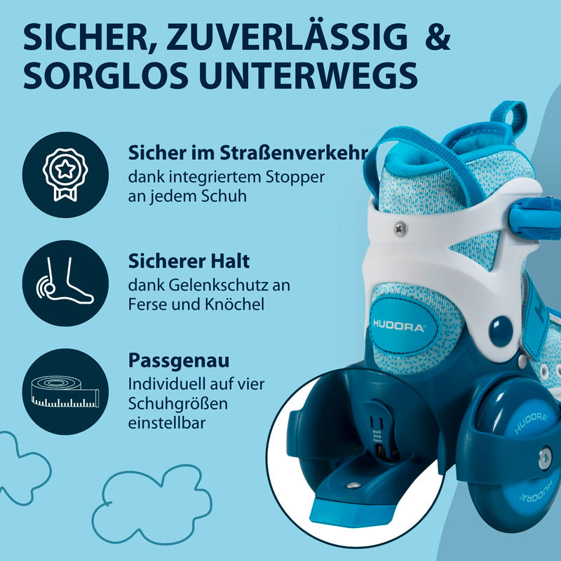 HUDORA Rollschuh My First Quad cyan für Kinder Gr. 26-29 verstellbar - 4005998220719