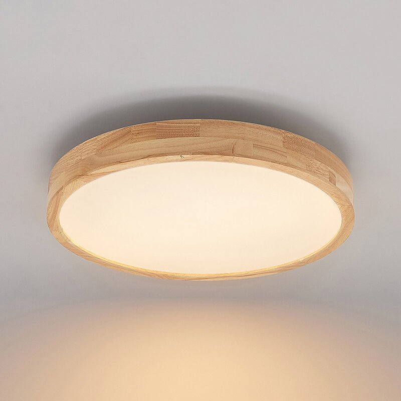 Lindby Deckenleuchte Deckenlampe LED Holz Remote CCT dimmbar Lanira weiß rund - 4251911741568