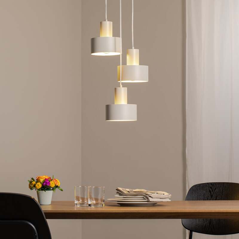 Hängeleuchte Rif 3 taupe rund 3-flammig Ø 33 cm dimmbar E27 Sigma - 5902846810759