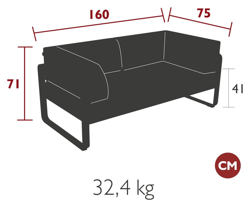 Fermob Bellevie Clubsofa Zweisitzer Gartenmöbel lehmgrau Outdoor Sitzgelegenheit - 3100540352564