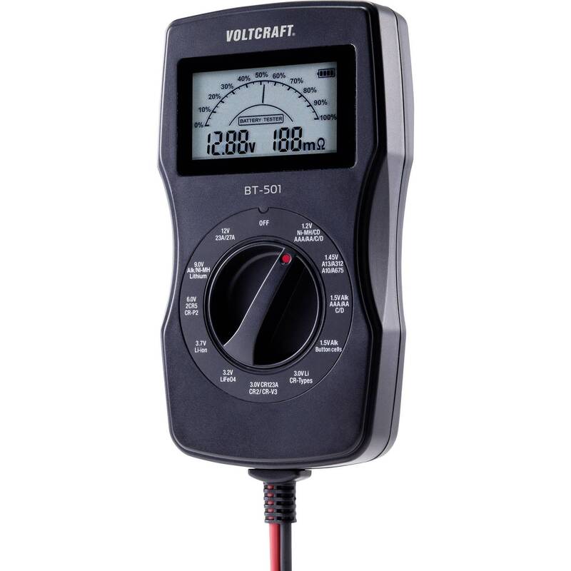Voltcraft Batterietester BT-501 Batterie Messgerät für 1,2V bis 12V Akkus 76mm - 4053199930128