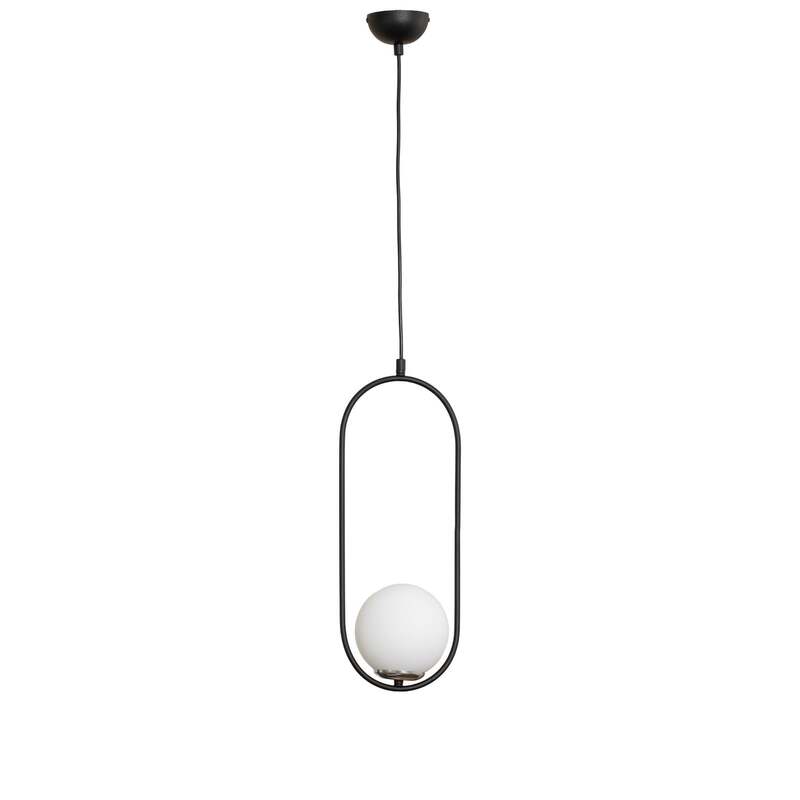 Opviq Hängeleuchte Pendelleuchte Mudoni Deckenlampe schwarz weiß Glas Metall 731 - 8684283476336