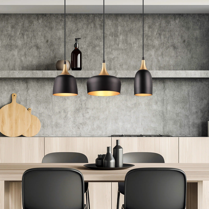 Trio Lighting Hängeleuchte Pendelleuchte Chiraz schwarz gold Metall dreiflammig - 4017807566826