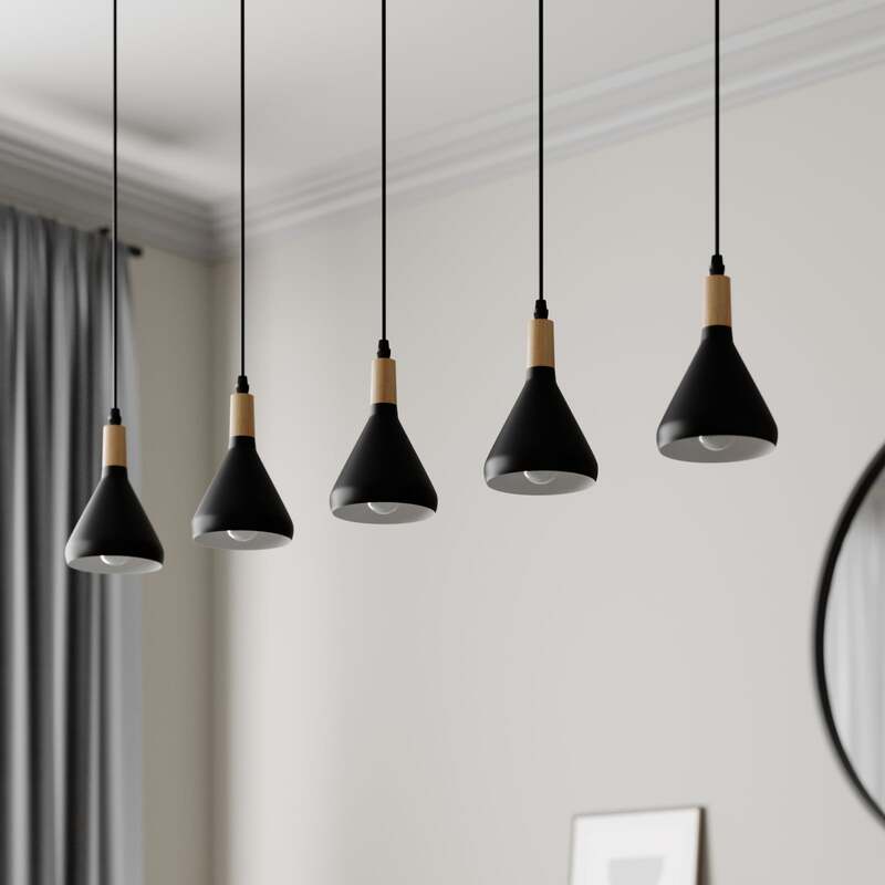 Lindby LED-Pendelleuchte Arina Hängeleuchte Deckenlampe Lampe Schwarz 5-flammig - 4251096547030