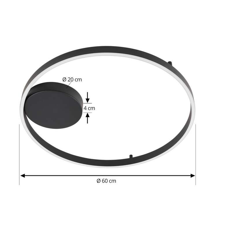 Lucande Smart-LED-Deckenleuchte Moise schwarz 42W dimmbar WLAN Tuya 60cm - 4255830900310