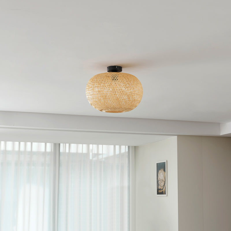 Lindby Deckenleuchte Kessia LED Lampe Hängeleuchte dimmbar natur Ø40cm 38cm - 4251911793253