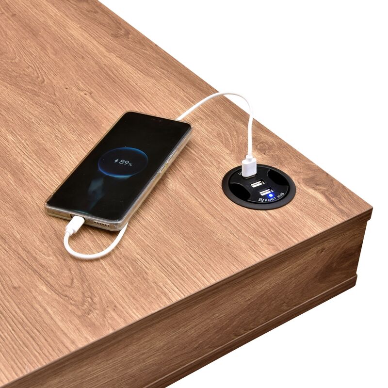 hjh OFFICE Schreibtisch Tisch elektrisch verstellbar Eiche Weiß Worktime Style - 4064323108160
