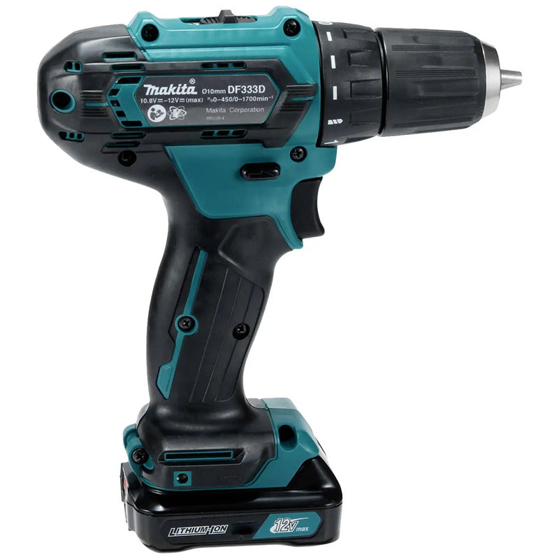 Makita Akku-Bohrschrauber DF333DZ 10.8V 4Ah ohne Akku kompakt vielseitig 2-Gang - 0088381872171